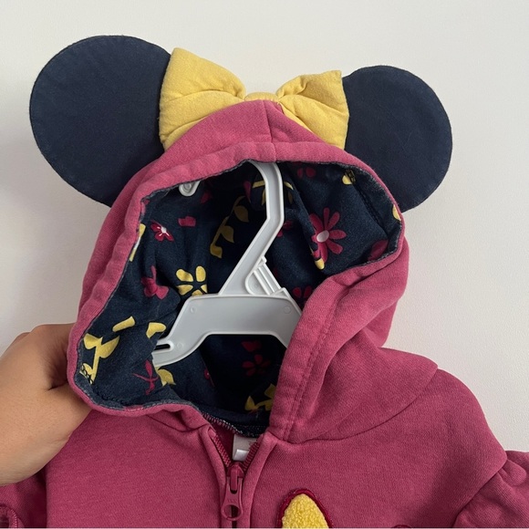 Disney Junior Minnie Mouse Pink and Yellow Hoodie with Mouse Ears Hood-Size 4T - Picture 6 of 8
